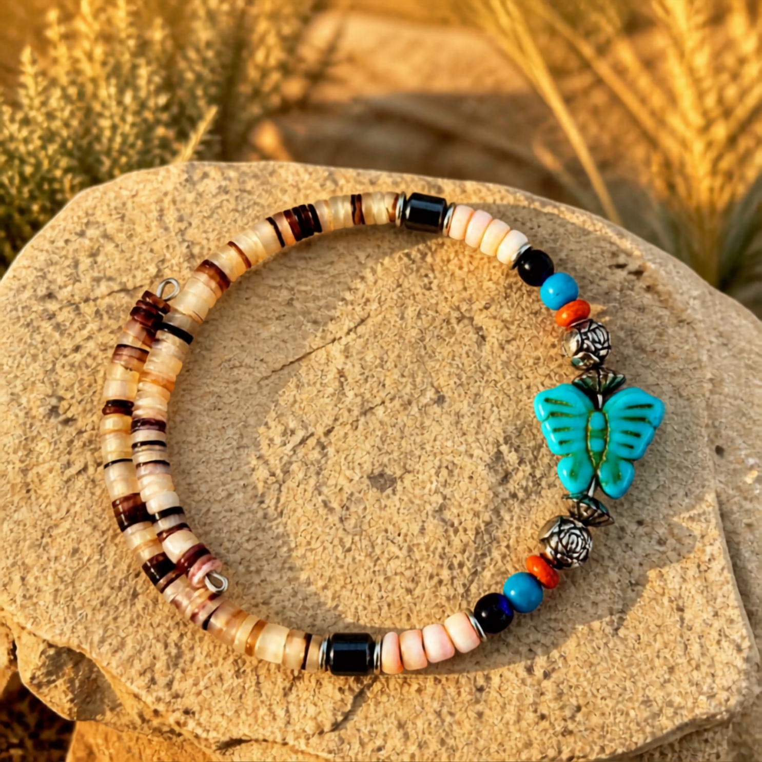 Southwestern Butterfly Shell Bracelet view 2