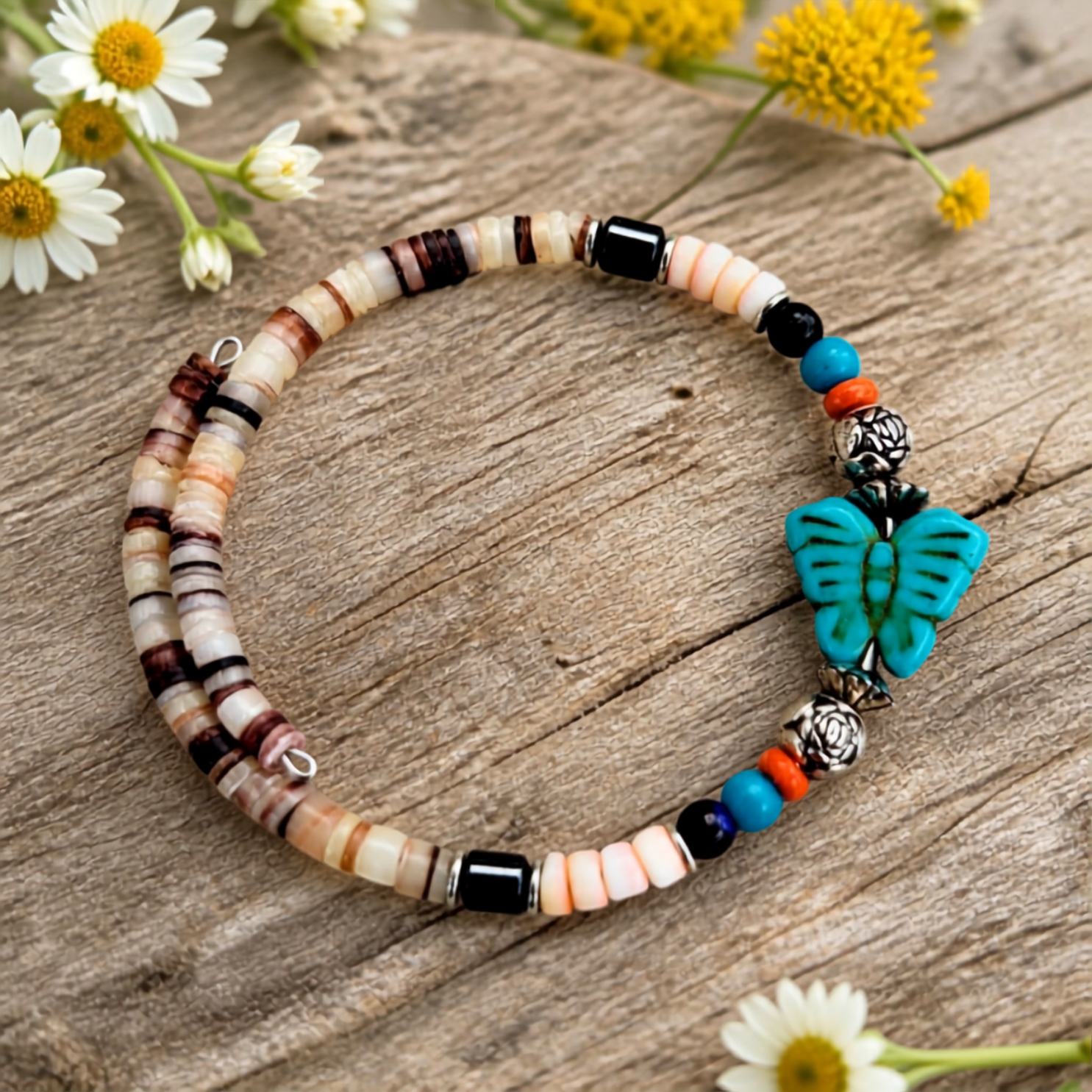 Southwestern Butterfly Shell Bracelet view 4