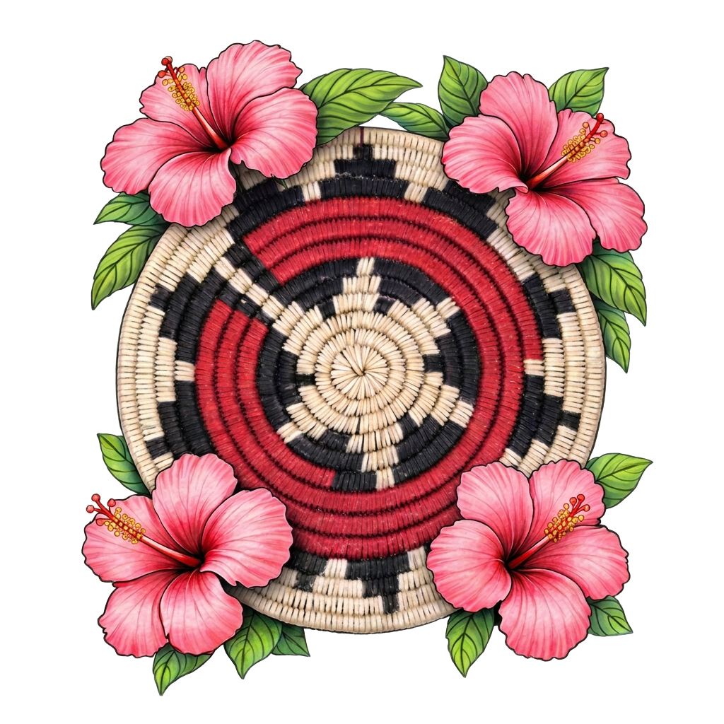 Hand-woven hibiscus beadwork artwork by Shannon's Dream Creations